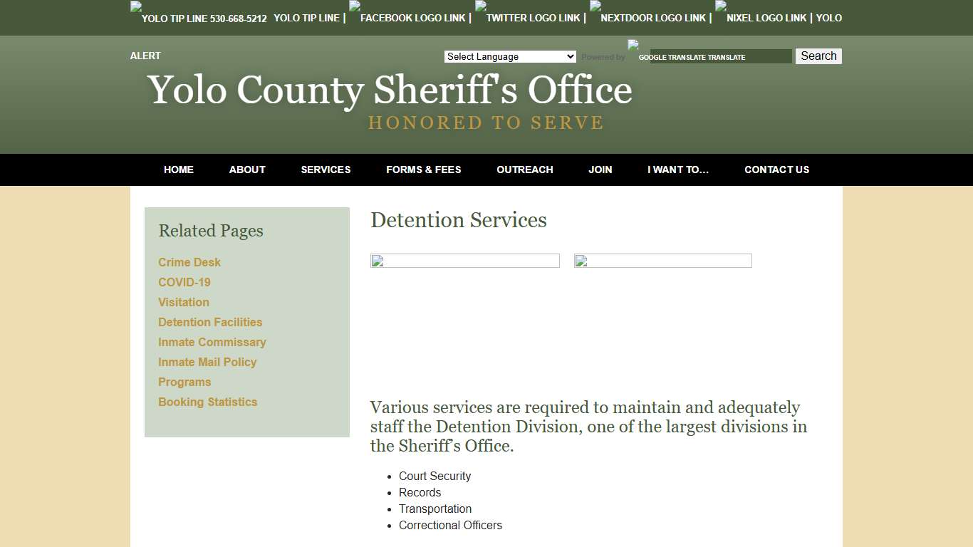 Detention Services - Yolo County Sheriff's Office Woodland, CA